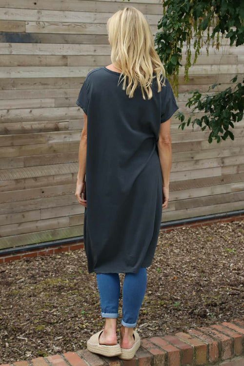 Clara Cotton Dress Charcoal - Image 4