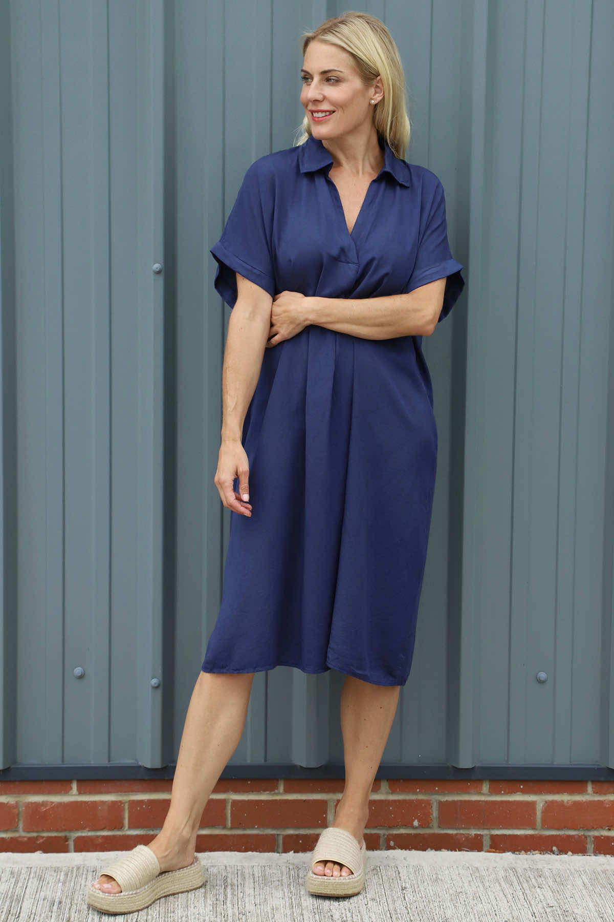 Chappell V-Neck Dress Navy