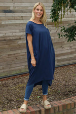 Clara Cotton Dress Navy Navy - Clara Cotton Dress Navy