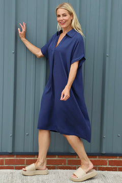 Chappell V-Neck Dress Navy