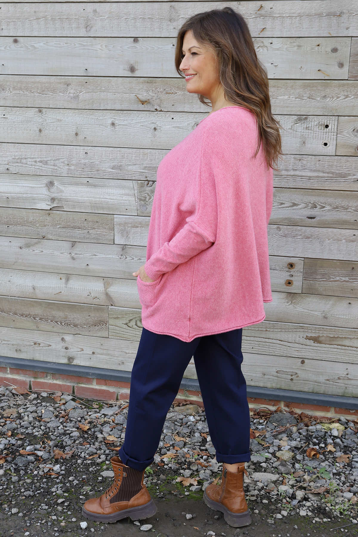 Ferne Pocket Knitted Jumper Pink