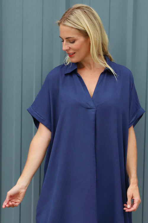 Chappell V-Neck Dress Navy - Image 4