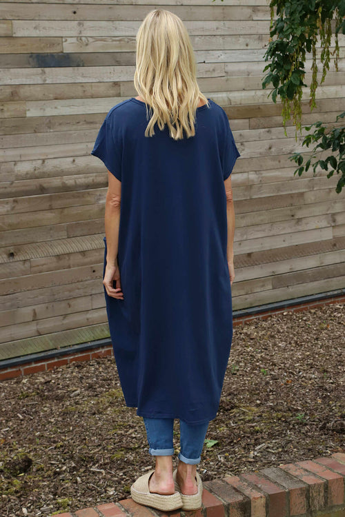 Clara Cotton Dress Navy - Image 4