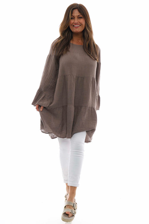 Cleeve Tiered Cotton Tunic Mocha