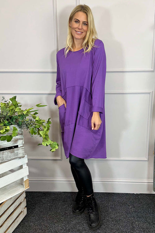 Rizo Snood Cotton Dress Purple - Image 2