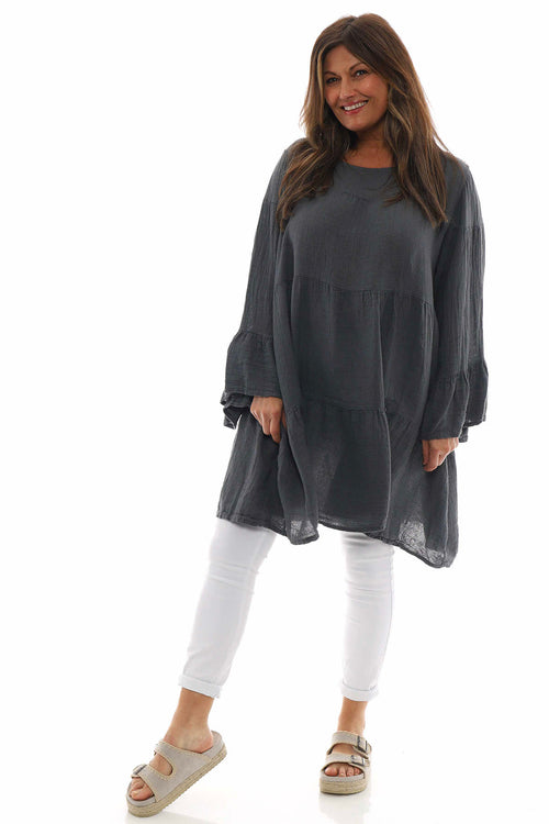 Cleeve Tiered Cotton Tunic Charcoal