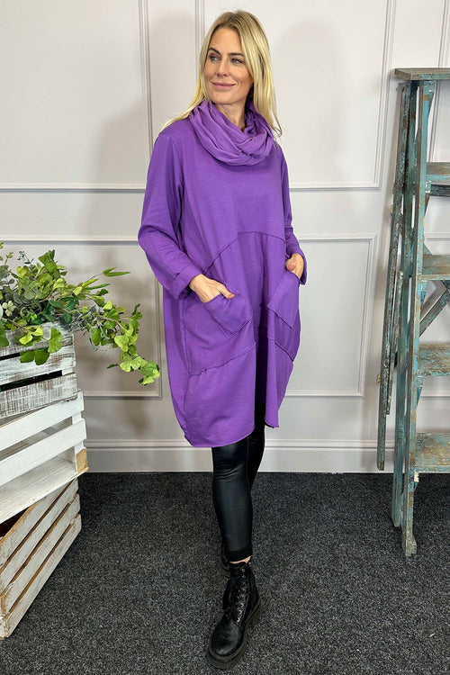 Rizo Snood Cotton Dress Purple - Image 1