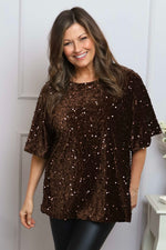 Kaylina Sequin Top Cocoa Cocoa - Kaylina Sequin Top Cocoa