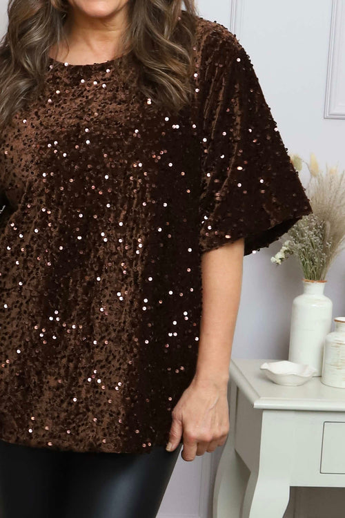 Kaylina Sequin Top Cocoa - Image 3