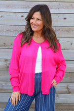Leandra Knit Cardigan Hot Pink Hot Pink - Leandra Knit Cardigan Hot Pink