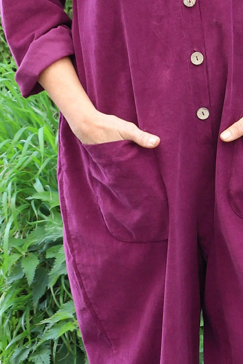 Paulton Needlecord Boilersuit Burgundy - Image 3