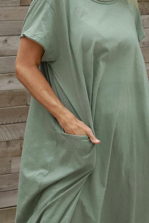 Clara Cotton Dress Khaki - Image 3