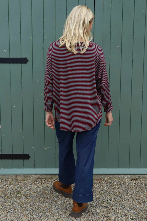 Frances Stripe Sweat Top Marl Grey - Image 4