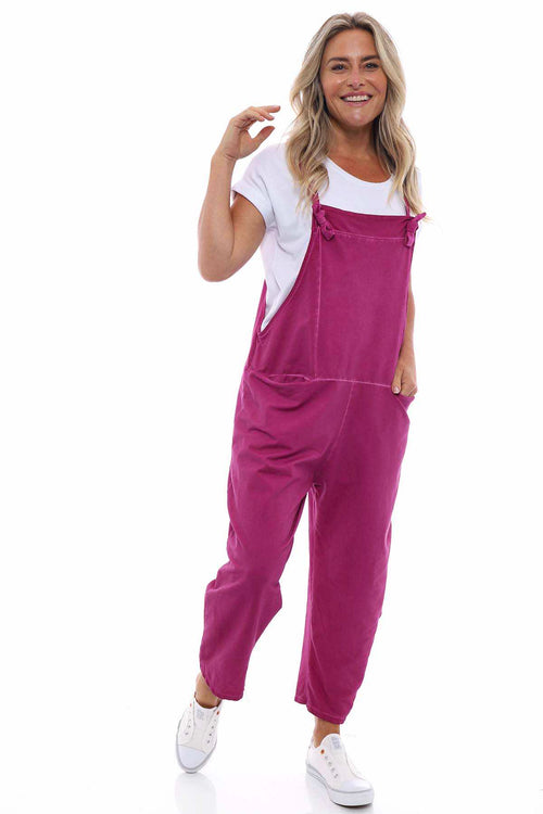 Pabo Washed Cotton Dungarees Berry