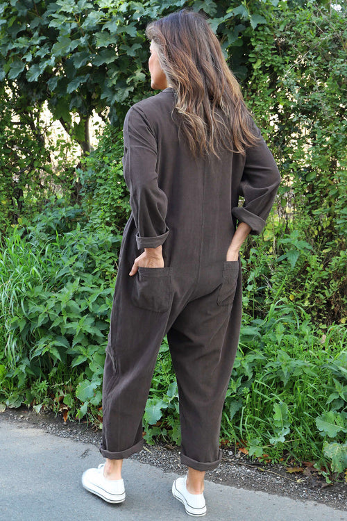 Paulton Needlecord Boilersuit Cocoa - Image 4