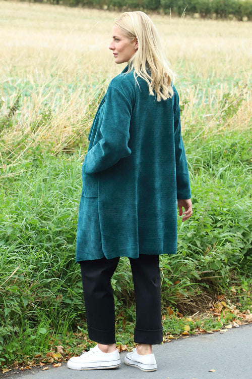 Dorothy Cord Waterfall Cardigan Jade Green - Image 4