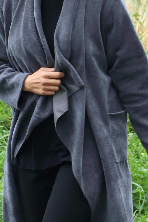 Dorothy Cord Waterfall Cardigan Mid Grey - Image 3