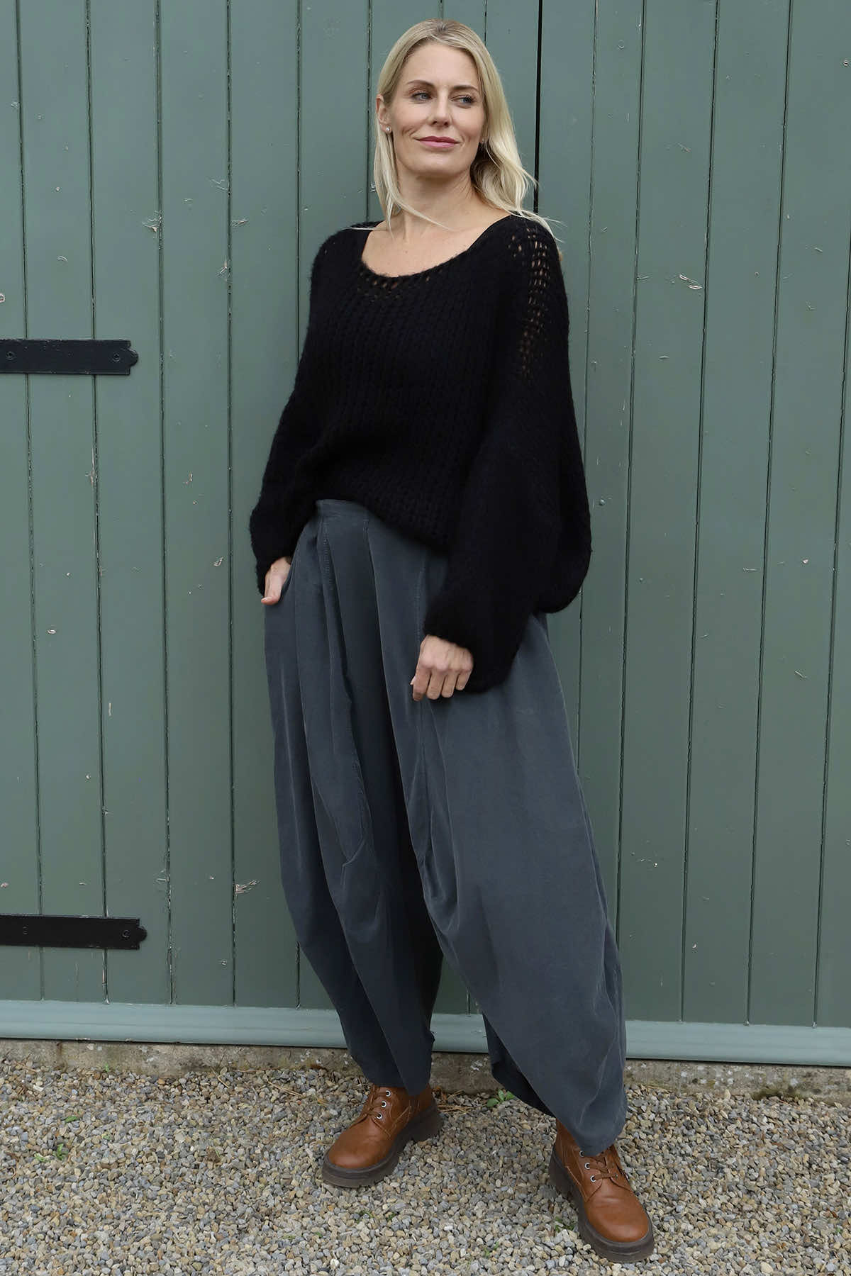 Babette Needlecord Trousers Charcoal