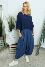 Janine Cotton Harem Trousers Blue Blue - Janine Cotton Harem Trousers Blue