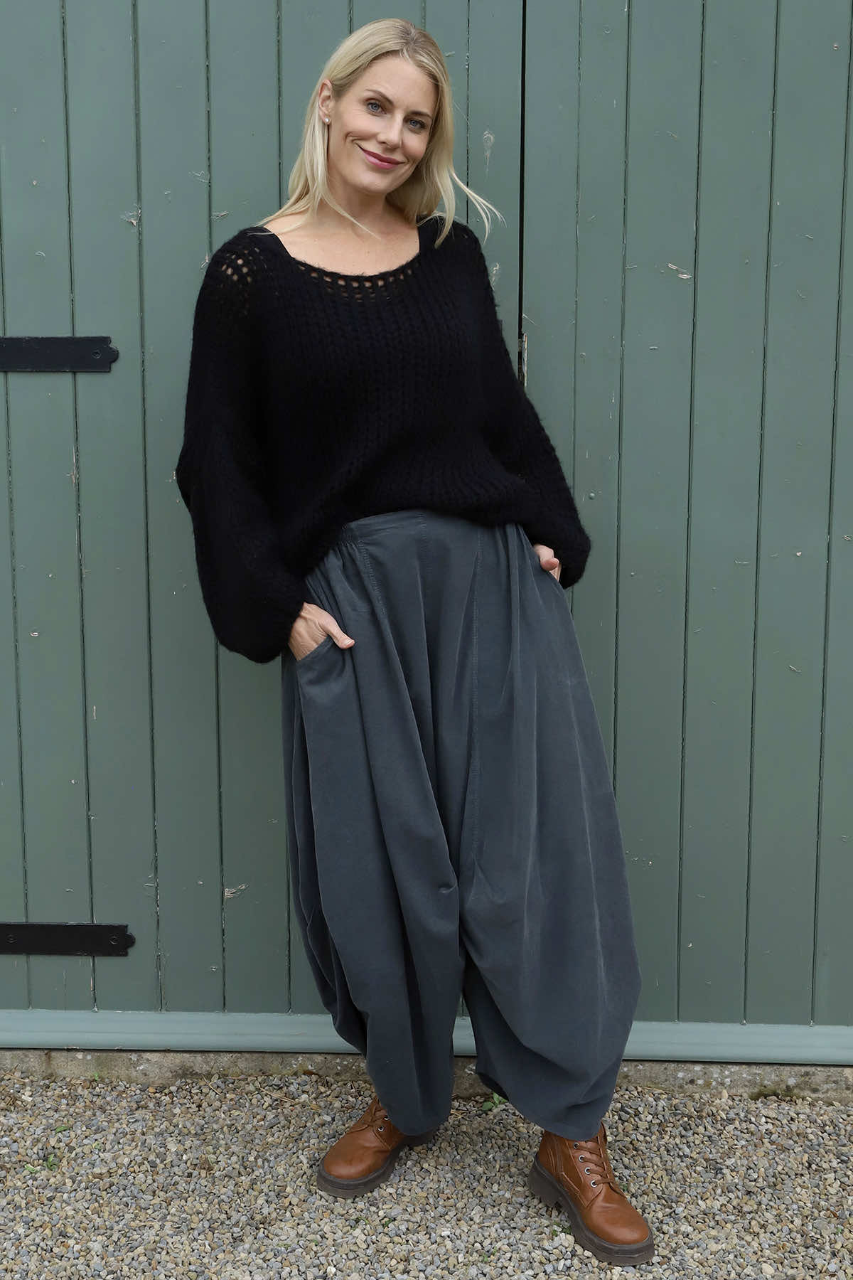 Babette Needlecord Trousers Charcoal