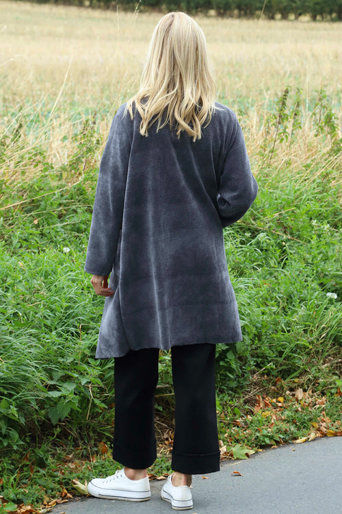 Dorothy Cord Waterfall Cardigan Mid Grey - Image 4