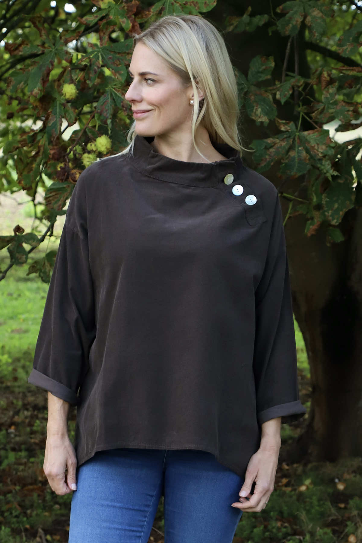 Bradley Needlecord Top Cocoa