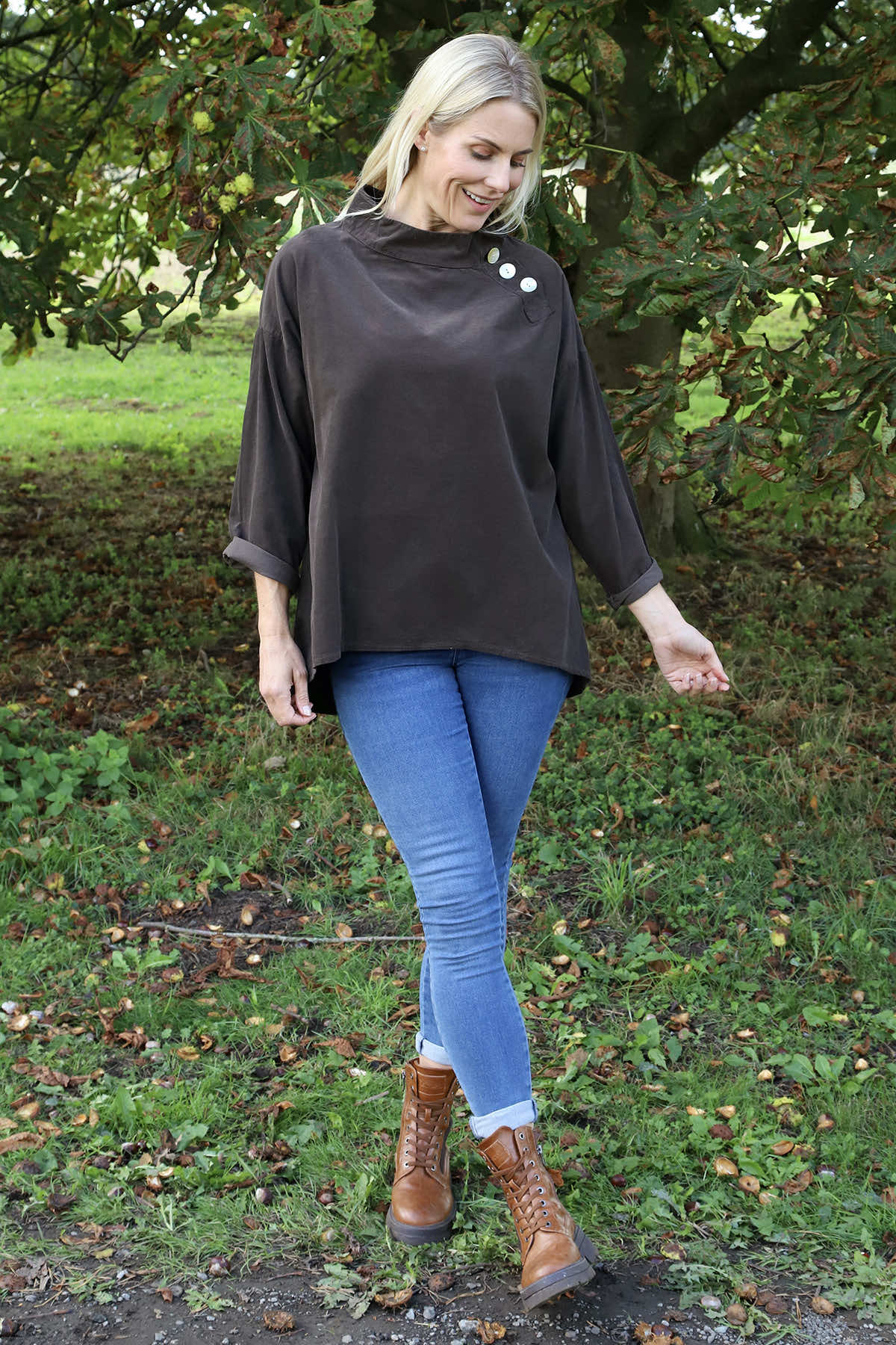 Bradley Needlecord Top Cocoa