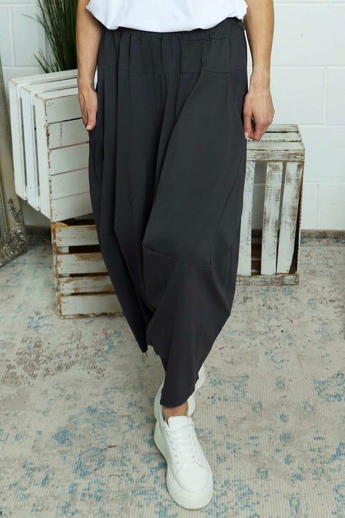 Janine Cotton Harem Trousers Charcoal - Image 3