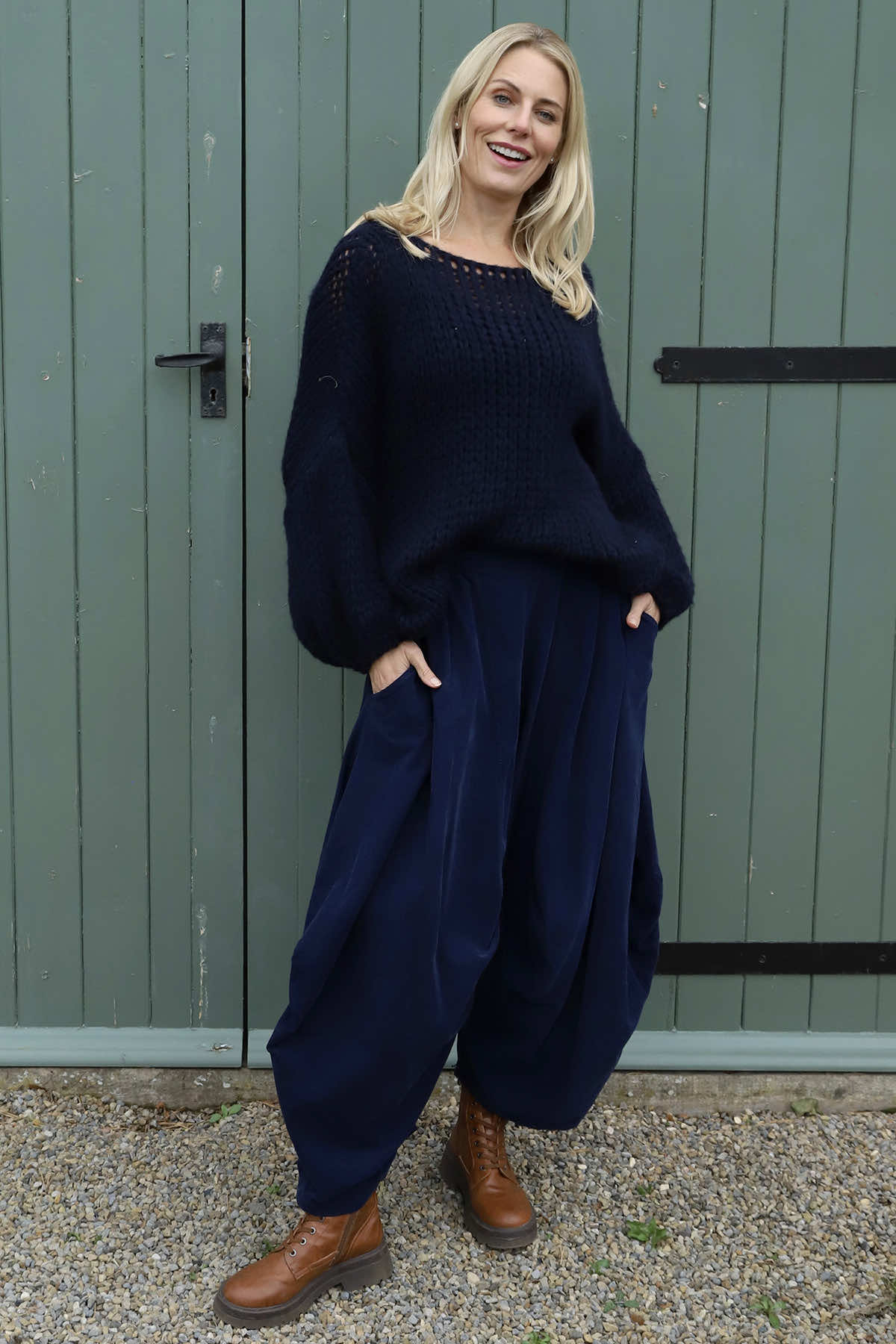 Babette Needlecord Trousers Navy