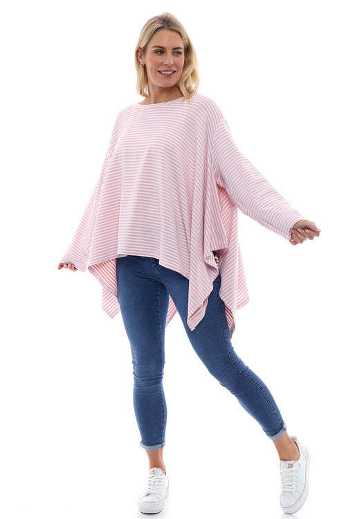 Hermione Stripe Slouch Cotton Top Pink
