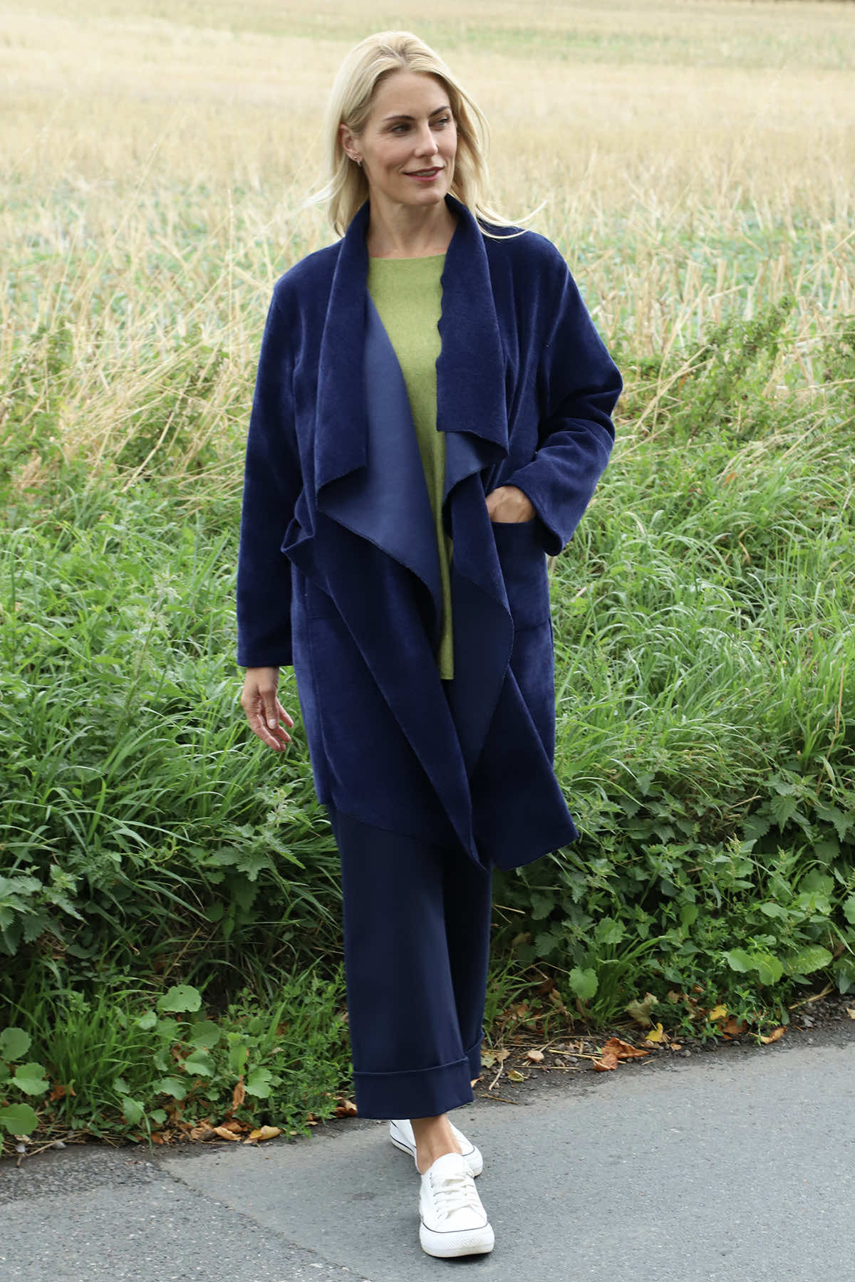 Dorothy Cord Waterfall Cardigan Navy