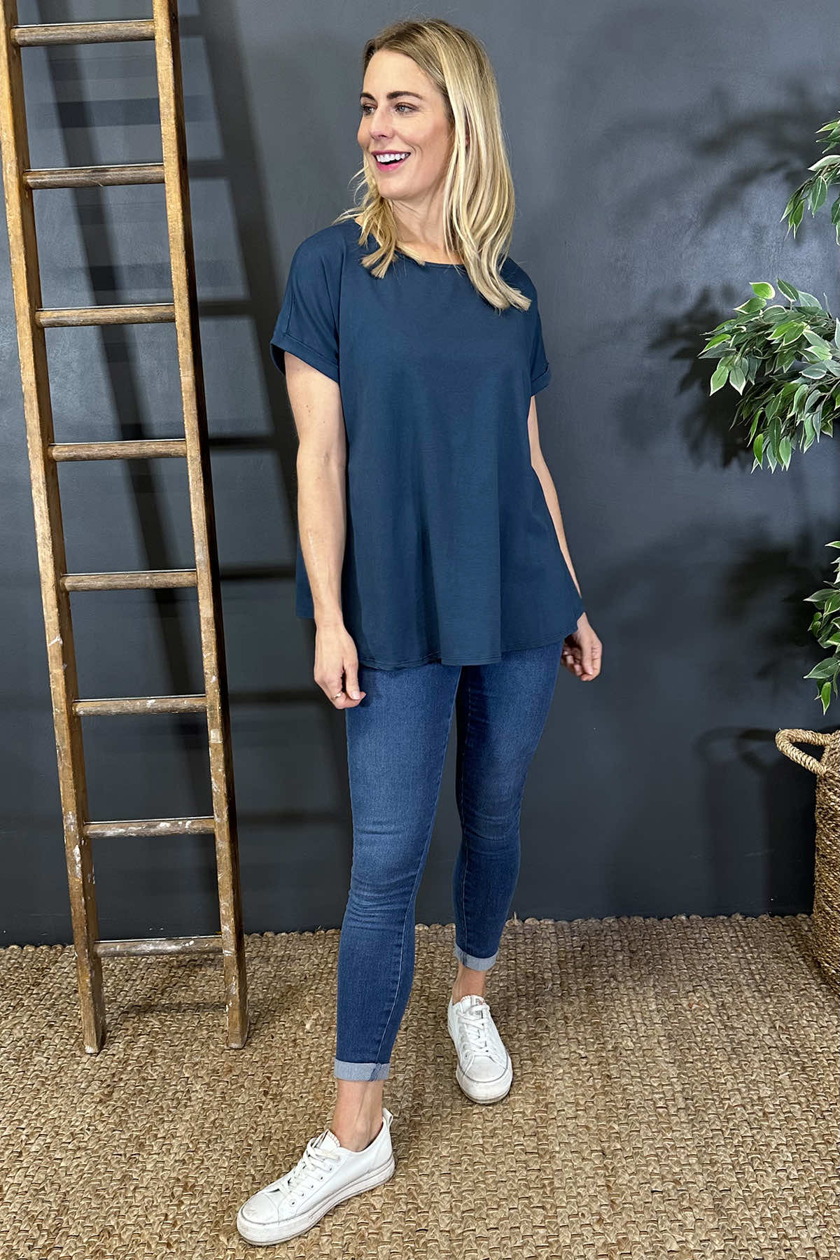 Genevieve Cotton Tee Navy