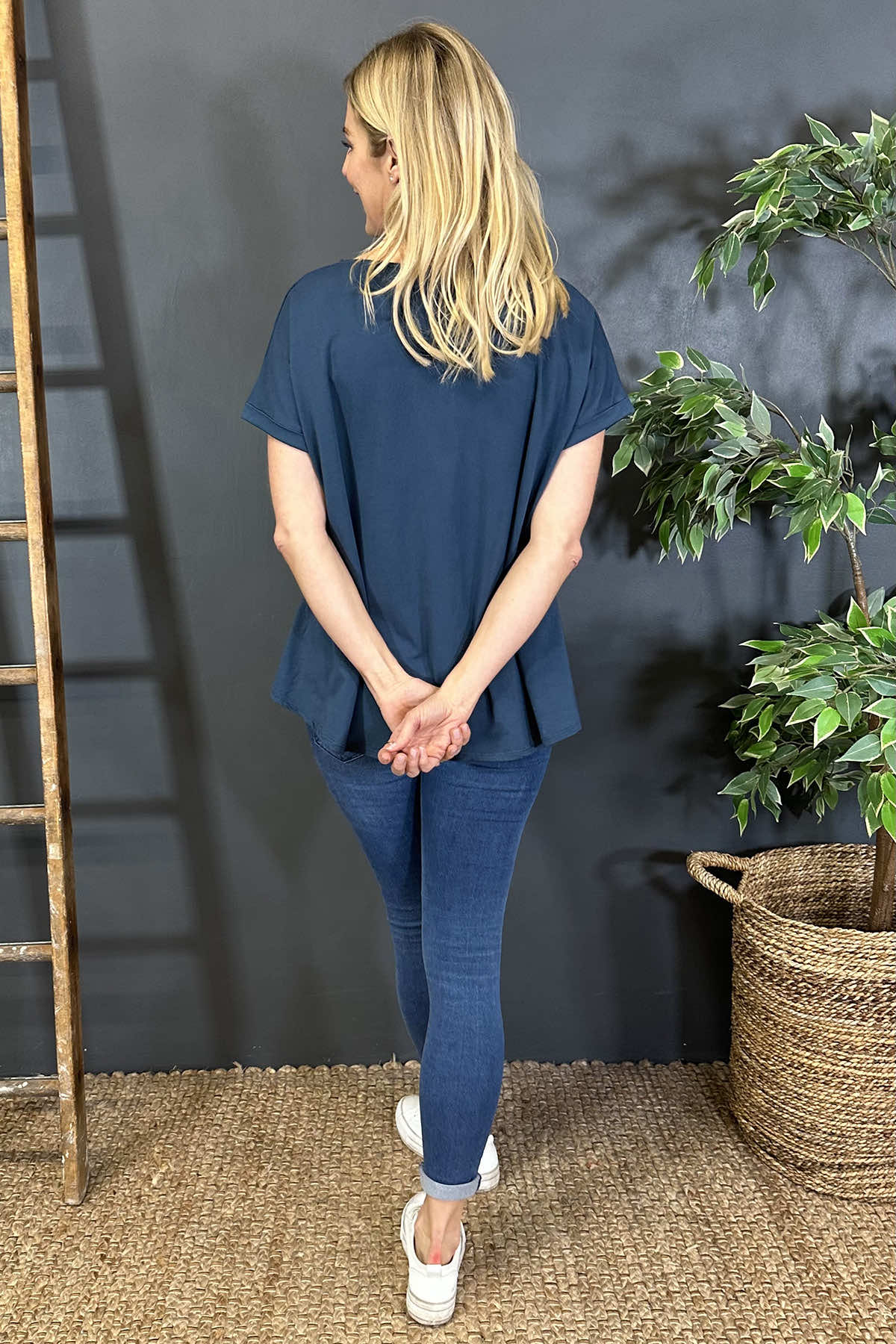 Genevieve Cotton Tee Navy