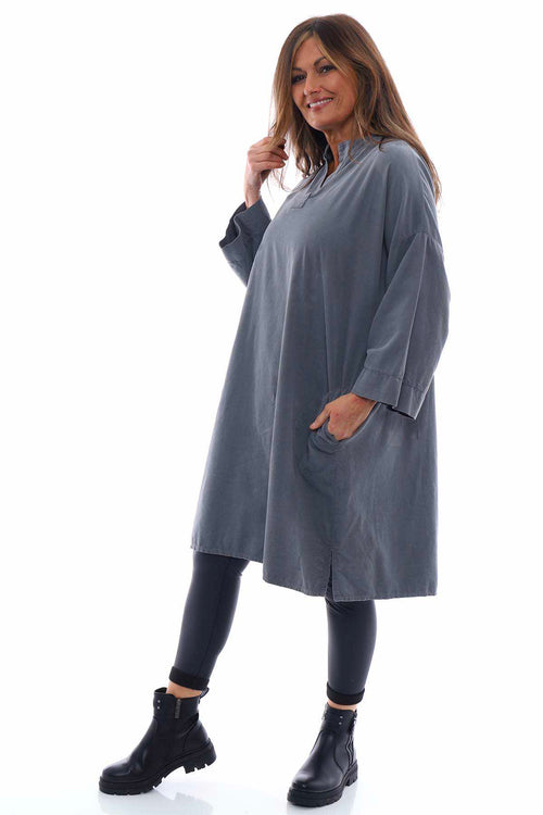 Noni Cotton Needlecord Tunic Mid Grey - Image 2