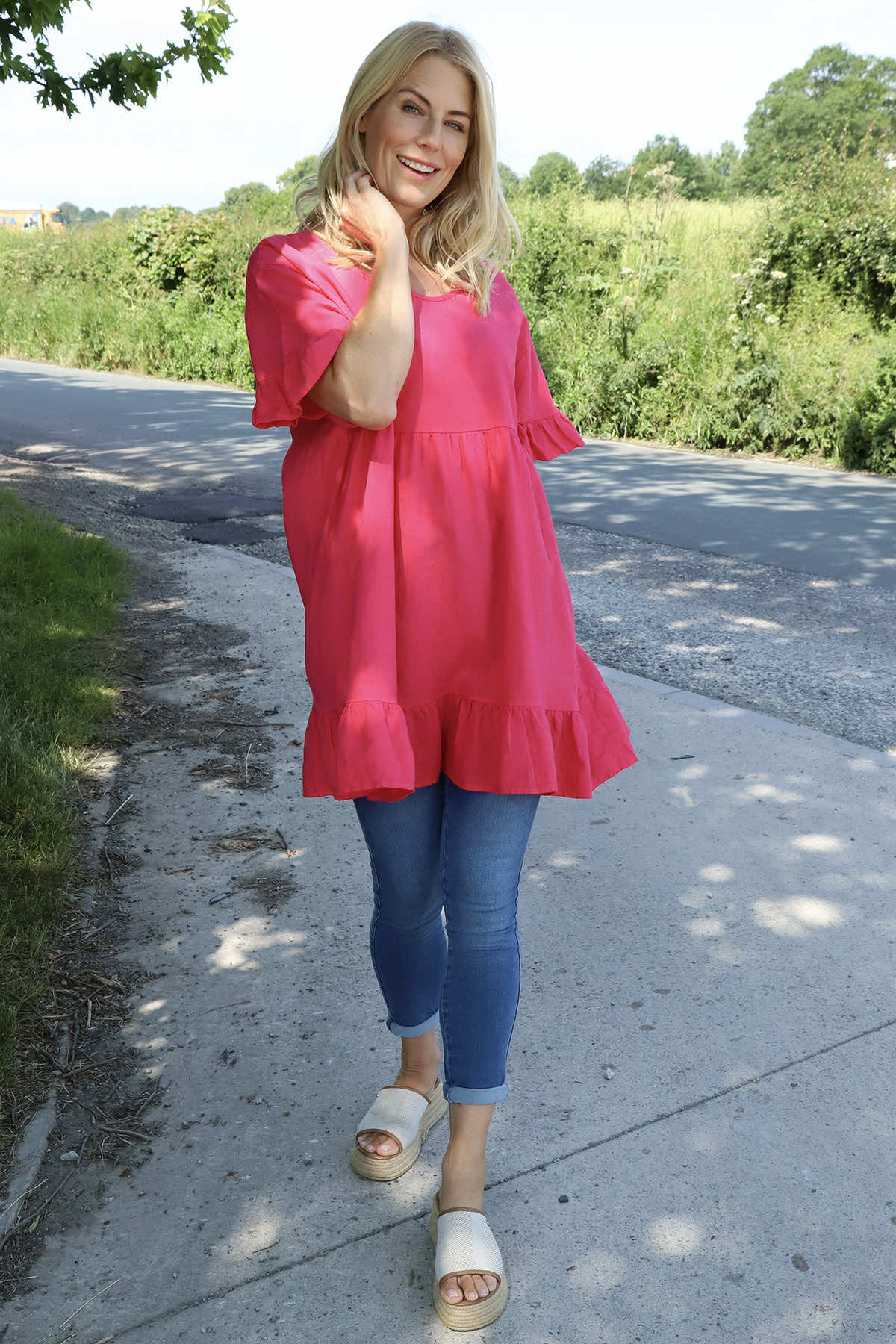 Pamber Linen Tunic Hot Pink