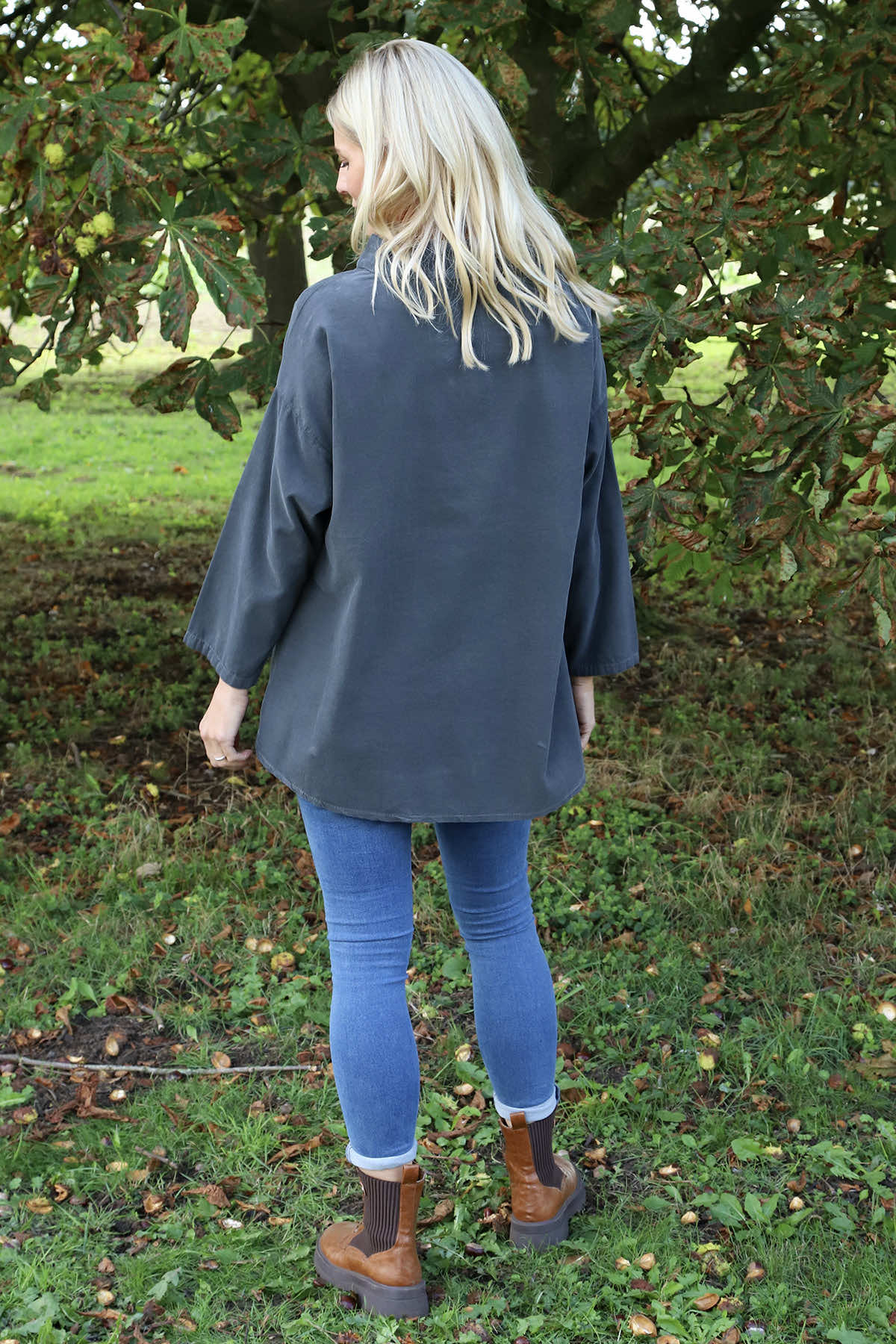 Bradley Needlecord Top Charcoal