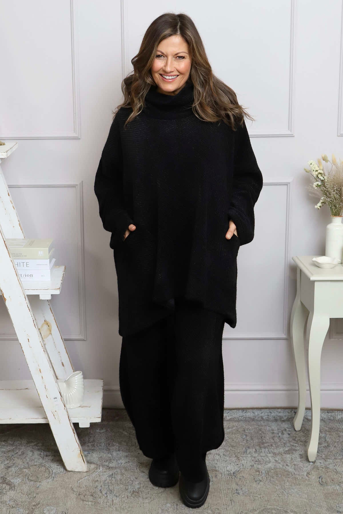 Luma Cowl Neck Jumper Black