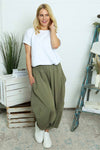 Janine Cotton Harem Trousers Khaki