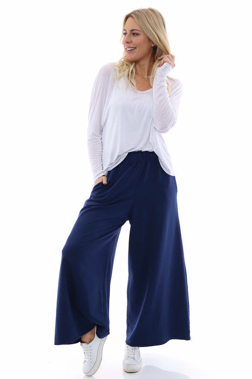 Betina Cotton Trousers Navy - Image 2