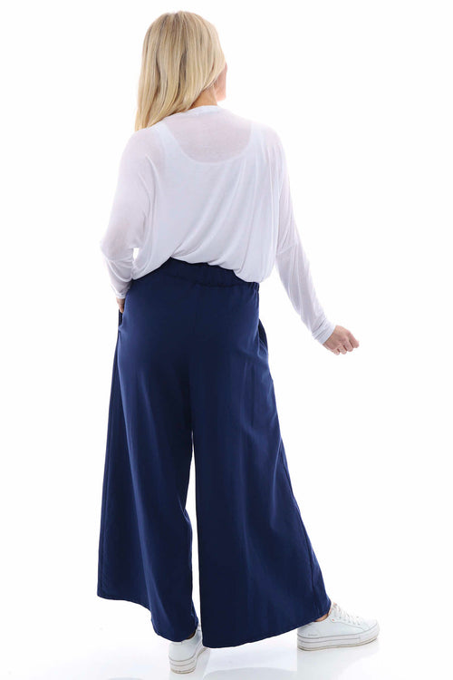Betina Cotton Trousers Navy - Image 6