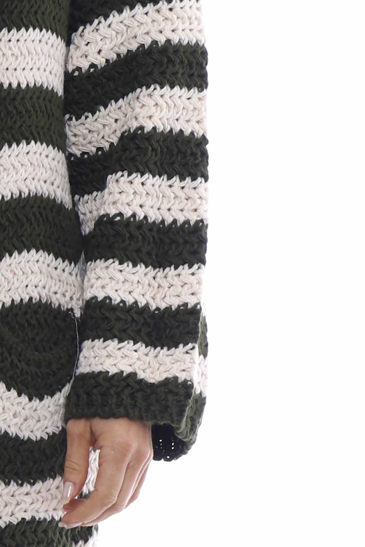 Eldora Long Stripe Knitted Cardigan Khaki