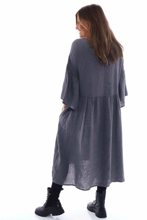 Katie Linen Dress Mid Grey - Image 6