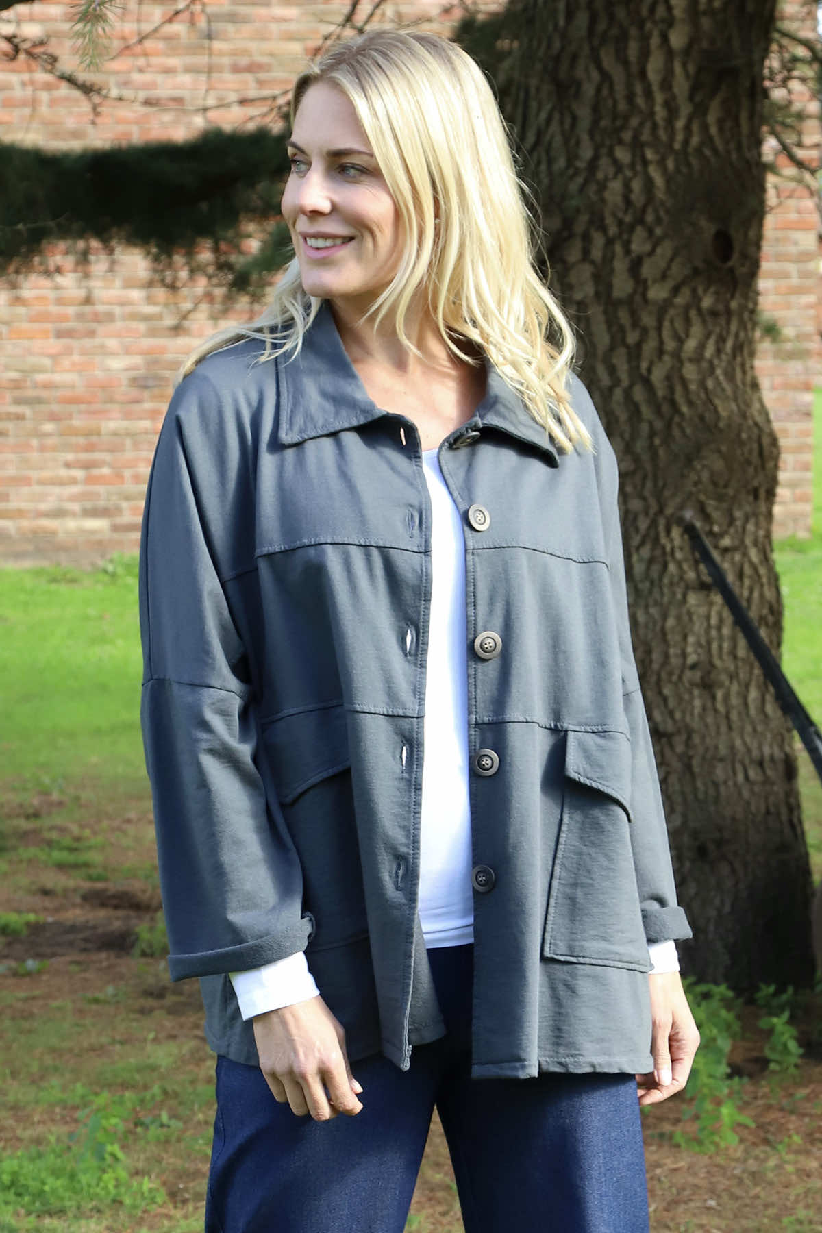 Elspeth Cotton Jacket Mid Grey