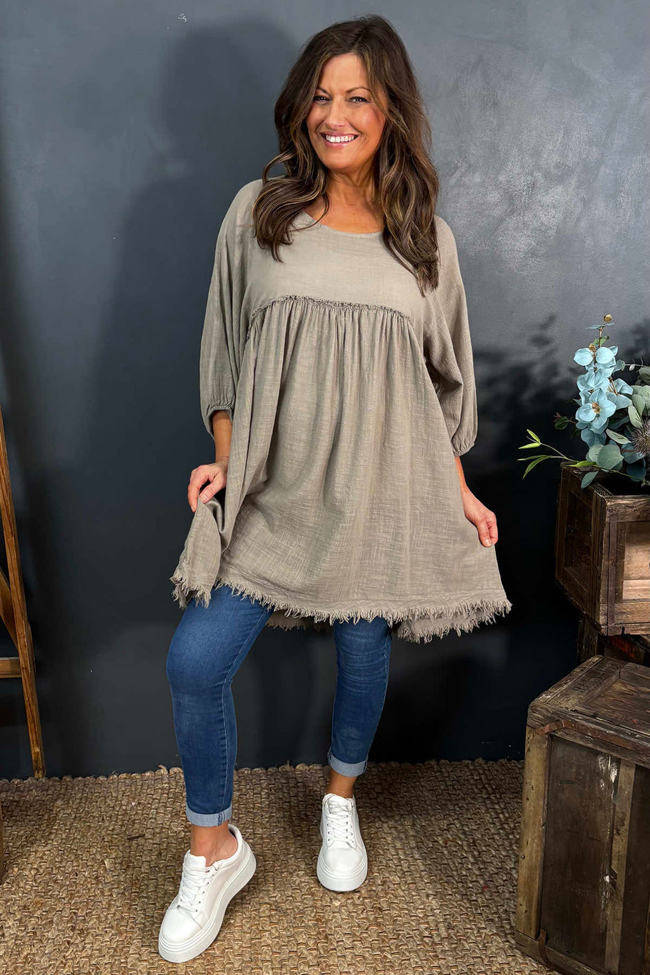 Kadenzia Cotton Tunic Mocha