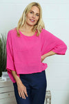 Maya Linen Top Fuchsia