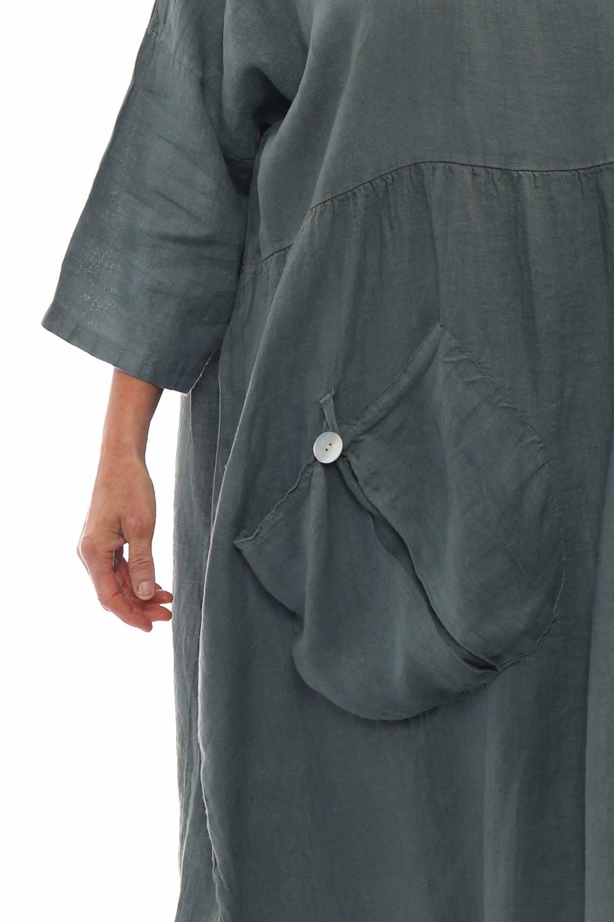 Keswick Pocket Linen Dress Khaki