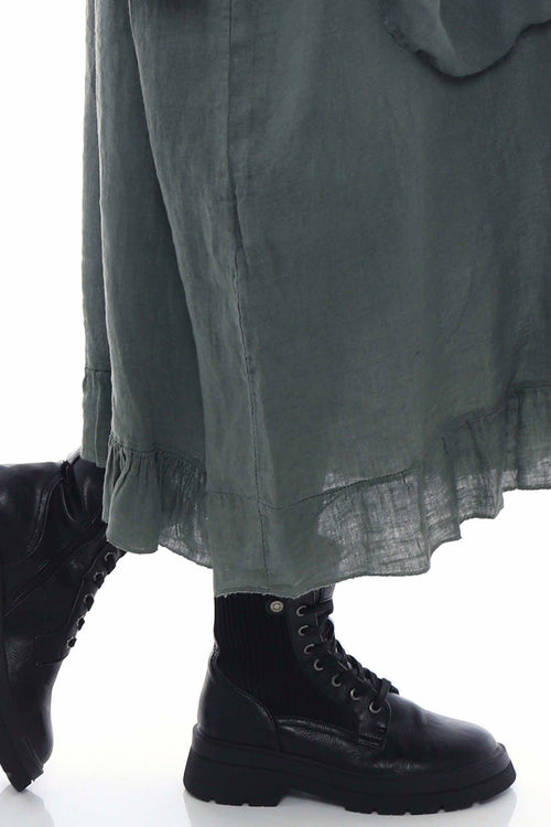 Keswick Pocket Linen Dress Khaki - Image 5