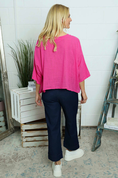 Maya Linen Top Fuchsia - Image 4