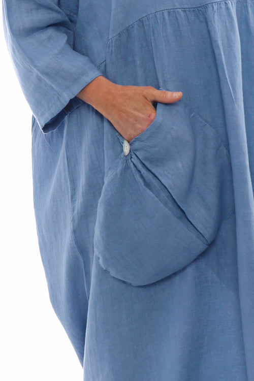 Keswick Pocket Linen Dress Denim Blue - Image 2