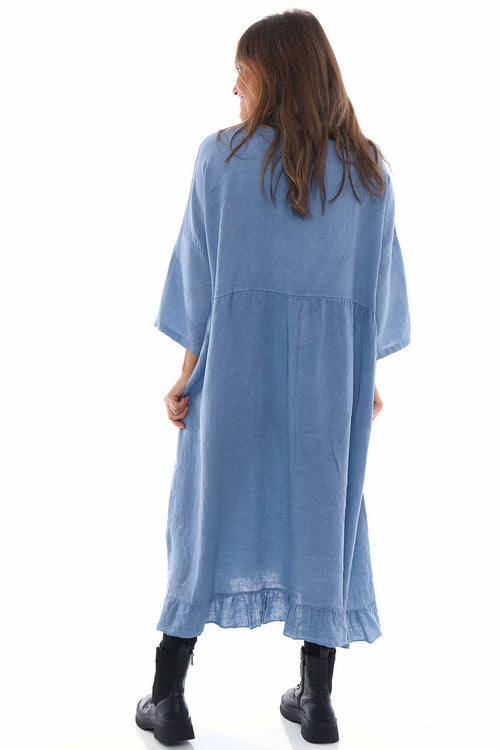 Keswick Pocket Linen Dress Denim Blue - Image 6